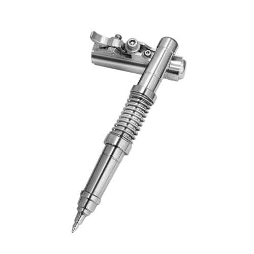 Heavy-Duty EDC Ballpoint Pen - Stainless Steel, Refillable, Push Cap Mechanism, Ergonomic Design for Office/Everyday Use (1-Pack)