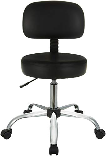 Amazon Basics Drafting Stool with Back Support, Upholstered, 360° Swivel, Black