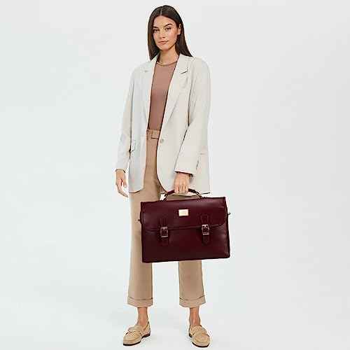 LOVEVOOK Laptop Bag for Women 15.6 Inch Waterproof Leather Computer Briefcase Large Laptop Carrying Case for Business Casual or College