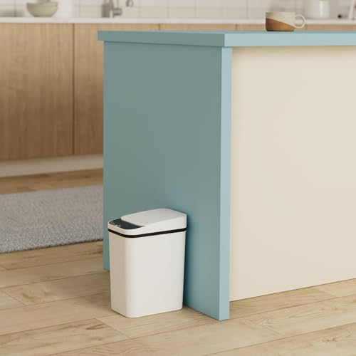 Anborry 2 Pack Touchless Bathroom Trash Cans 2.2 Gallon Slim Garbage Bin, White
