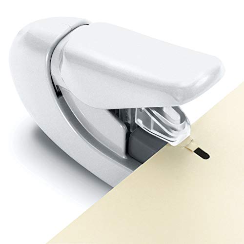 Plus Paper Clinch Compact Staple-Free Stapler, Ivory White - Hand Variation