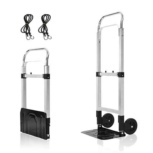 300-Pound Capacity Heavy-Duty Collapsible Hand Truck with Chrome Steel & TPR Wheels - Perfect for Warehouse, Moving, and Office Use