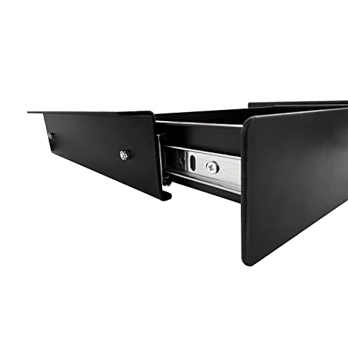 VWINDESK 19 inch Slim Under Desk Pull-Out Storage Office Mounted Sliding Metal Drawer for Standing Desk,Black