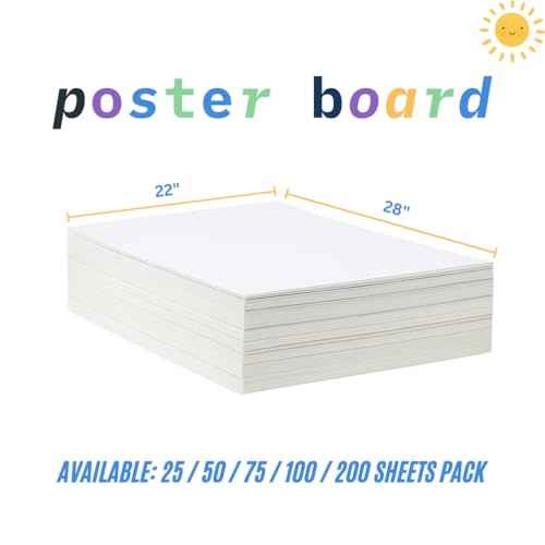 Century Lemon¢â 22" x 28" White Poster Board, 50 Sheets Superb Multipurpose Bulk Poster Board for School, Office, and Craft Projects, 256-83-002