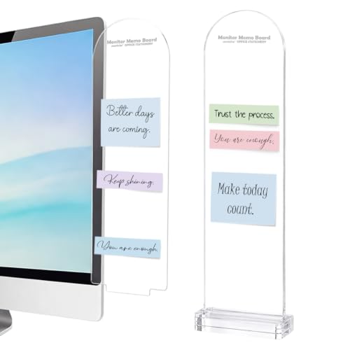 mmiishe Office1 Dual-Use Acrylic Monitor Memo Boards 2pcs with Stand & Sticky Notes
