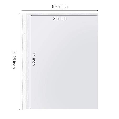 Sheet Protectors, HERKKA 900 Pack Heavy Duty Clear Plastic Page Protectors Sheet Reinforced 11-Hole Fit for 3 Ring Binder Fits Standard 8.5 x 11 Paper, 9.25 x 11.25 Top Loaded, Acid Free