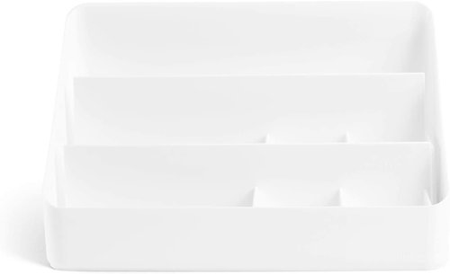 Poppin Desk Organizer with 3 Tiers, Sliding & Removable Dividers, Charging Station - All-in-One Workspace Organizer for Office Supplies, Desktop Organizer