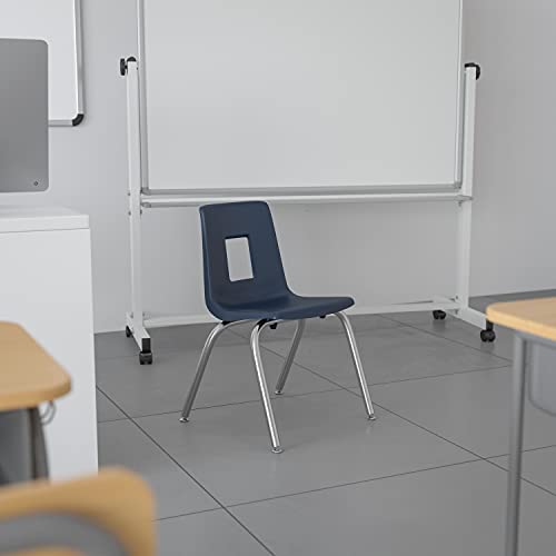 EMMA + OLIVER 14" Seat Navy Plastic Stackable School Chair