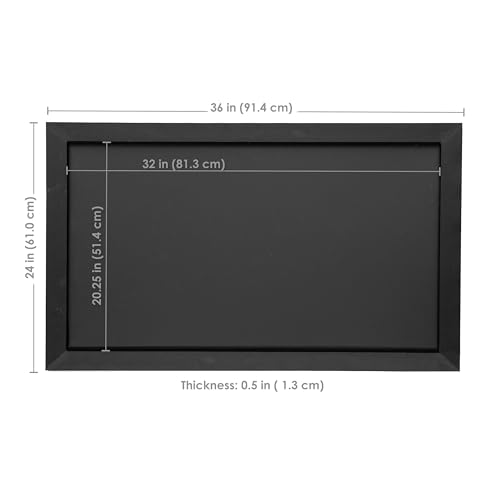 Sunnydaze Large Magnetic Chalkboard for Wall with Pine Frame - Blackboard for Wall Includes Chalk and Eraser - Black