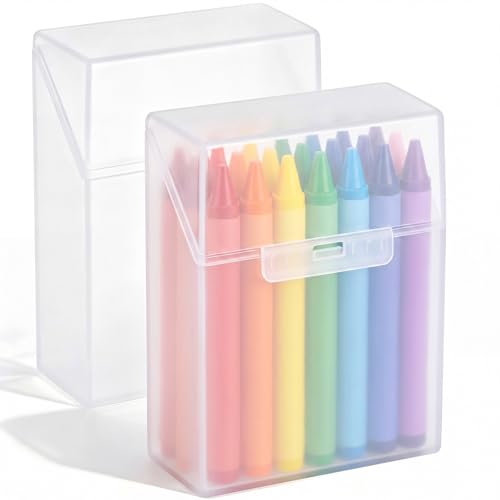 Clabby 2-Pack Clear Plastic Crayon Boxes for 24 Count Kids Art Supplies