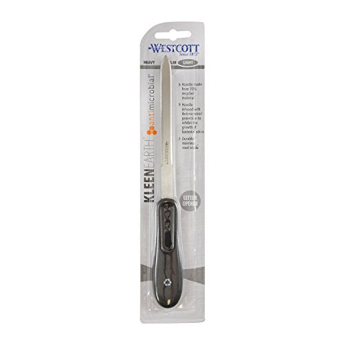 Westcott KleenEarth Recycled Letter Opener 9-Inch Black - Eco-Friendly Office Tool