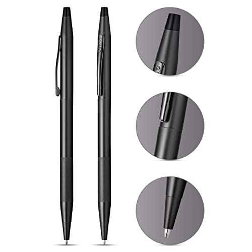 Cross Classic Century Refillable Ballpoint Pen Presented in a Luxury Gift Box - Medium Point, Black Ink, Black Micro-knurl