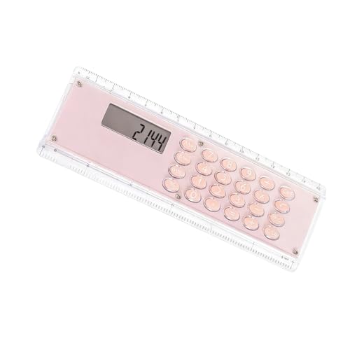 Pink 15cm Double Scale Ruler with Built-in 8 Digit Calculator for School Office