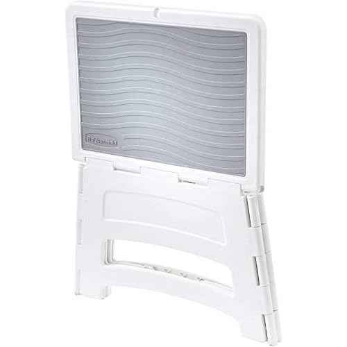 Rubbermaid Mini Folding Step Stool, Short, Foldable, Lightweight with Slip Resistant Treads and Non-Slip Feet, White