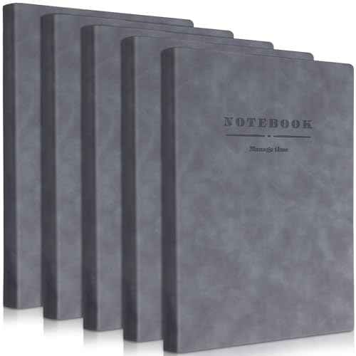 SATINIOR 5 Pack A4 Notebooks Large Journal 360 Pages Leather Softcover Hardcover Notebooks Thick Paper Lined Notepad for Office School Business Note Taking Writing, 8.5'' x 11''(Gray)