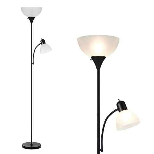 Floor Lamp with Reading Light, 72" Tall Lamp for 2 Head, Standing Lamps for Living Room, Bedroom, Corner, Office. No Bulbs