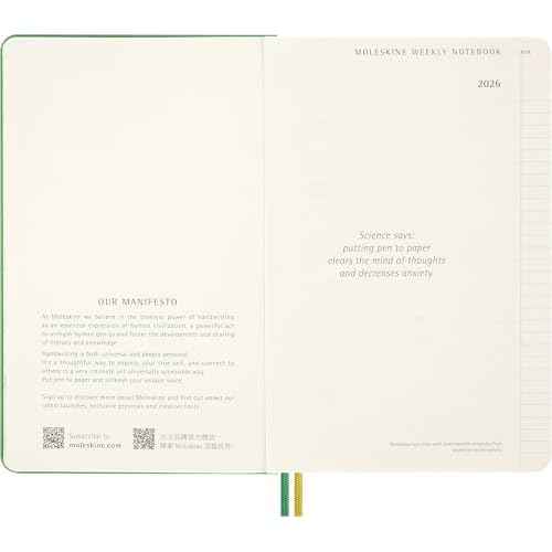 Moleskine Limited Edition Peanuts 'Charlie & Snoopy' 12 Month 2026 Daily Planner, Hard Cover, Large (5" x 8.25"), Emerald Green, 400 pages