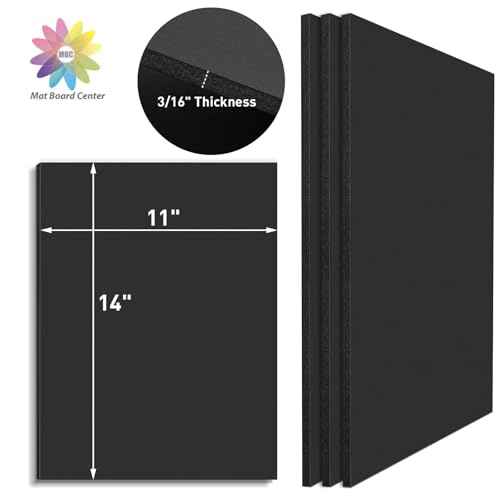 Mat Board Center, Pack of 25 Foam Boards (Black Color, 11x14 3/16")
