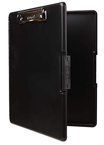 Dexas Slimcase 2 Black Plastic Clipboard with Storage, 12.5 x 9.5 in (A4) Nursing Clipboards