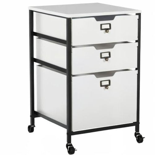 Sew Ready Charcoal/White 27" H 3-Drawer Mobile Storage Organizer Cart for Bathroom, Kitchen, Crafts, Home Office or Laundry Rooms