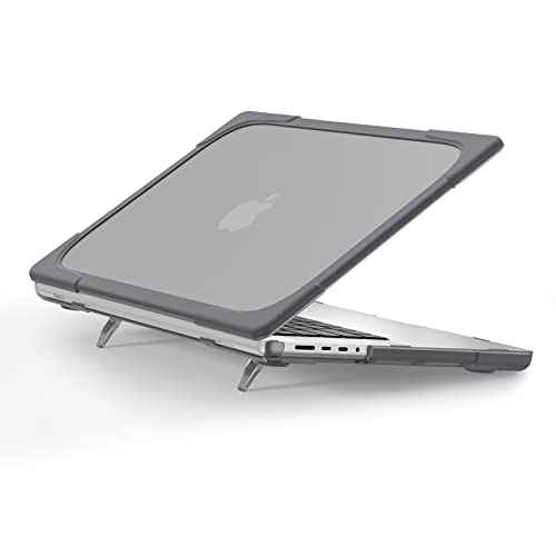 Batianda Compatible with New MacBook Pro 16 inch Case 2024 M4 Chip 2023 2021 Release with M3 M2 Pro Max, Heavy Duty Protective Plastic Hard Shell with Fold Kickstand & Keyboard Cover Protector, Gray