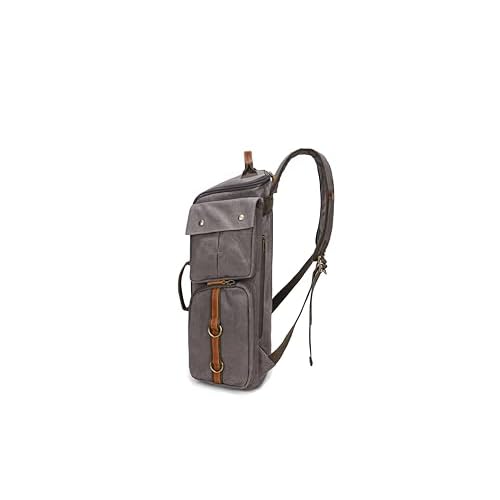 peacechaos Heavy-Duty Waxed Canvas Backpack for Men, 17 Inch Laptop Rucksack with Genuine Leather, Multi-Pocket Travel Bag for Work, Hiking, and Camping