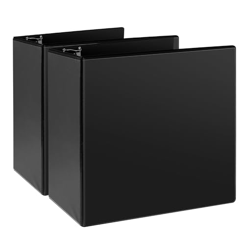 5" 3 Ring Binder, Standard 5-Inch Slant-D Ring Binder Fit Letter Size Paper, Presentation View Binders, 2 Packs, Black