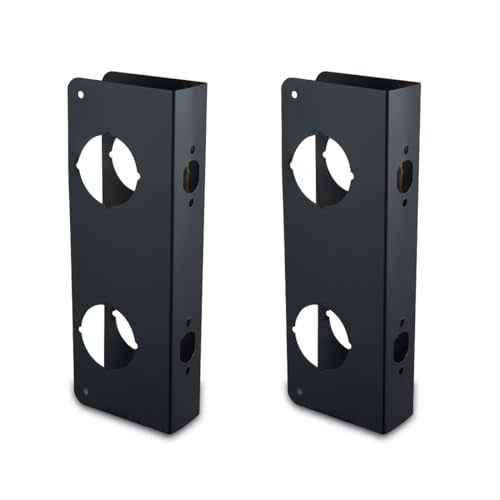Door Guard Reinforcer for Extra Security to Your Home and Prevent Unauthorized Entry, 2-3/8 Backset and 5-1/2 Door Hole, Repair Doors in Black Finish 2 PCS