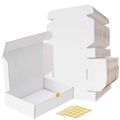 RLAVBL 9x6x2 Shipping Boxes Set of 50, White Corrugated Cardboard Box for Packing, Mailing, Business