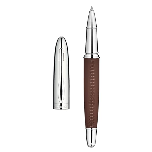 BEILUNER 318 Luxury Leather Pen, Hand-Stitched Premium Leather, Chrome-Plated Finish, Schmidt Ink Refill, Fancy Rollerball Pen Gift Set for Men & Women, Executive Writing, Nice Designer pen
