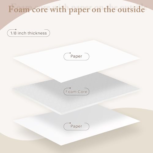 AUEAR 9x12 White Foam Boards 1/8'' Thick - Pack of 10 for Crafts & Displays