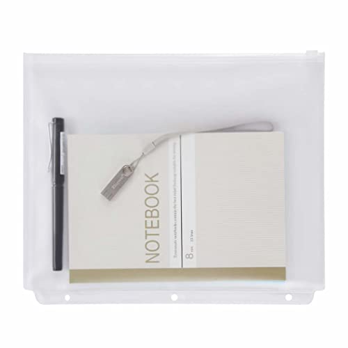 YoeeJob 3 Holes Clear PVC Zipper Binder Pocket Insert Pages Letter Size, 8 1/2" x 11 Loose Leaf Binder Filing Storage Bags 50 Per Pack