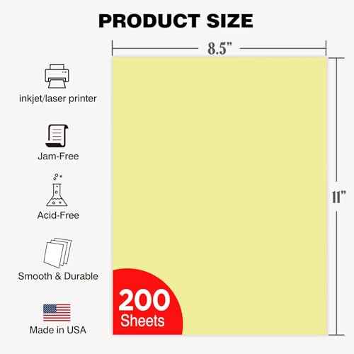 Veritas Colored Copy Paper,Multi-Purpose paper,Colored Printer Paper 8.5¡± x 11¡±, 20 lb / 75 GSM, Canary 200 Sheets (1 Reams)£¬Made in USA