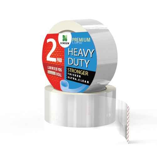 Clear Packing Tape, Heavy Duty Packaging Tape 1.88 inch x 55 Yards Refill Roll for Shipping Mailing Moving [Ultra Strong - Super Thick] (2 Rolls / 110 Total Yards)