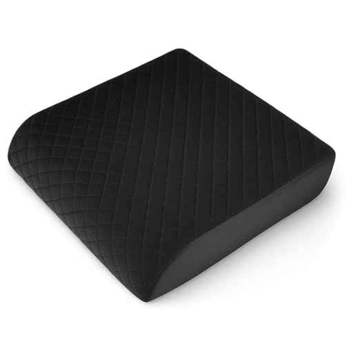 Medium-Soft 20x20x4 Memory Foam Recliner Chair Seat Cushion for Long Sitting - Armchair Pad with Washable Velvety Cover with Waterproof Layer & Non-Slip Base for Seniors & Elderly - Black