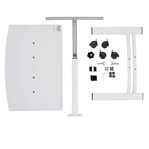 Seville Classics Airlift Mobile Height Adjustable Laptop Stand Computer Workstation for Sitting Classroom Home Office Medical Table w/Wheels, Flat Desk 24", White