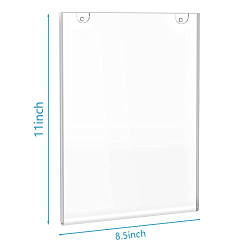PecMuikee Acrylic Sign Holder 8.5x11, Wall Mount Acrylic Sign Holder and Plastic Paper Display Ad Frame bonus with 3M Tape and Mounting Screws for Restaurants, Office, Market, Library, Store, 12 Pcs
