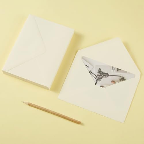 50 Pack Cream Color A7 Invitation Envelopes 5x7 with Stickers for Weddings