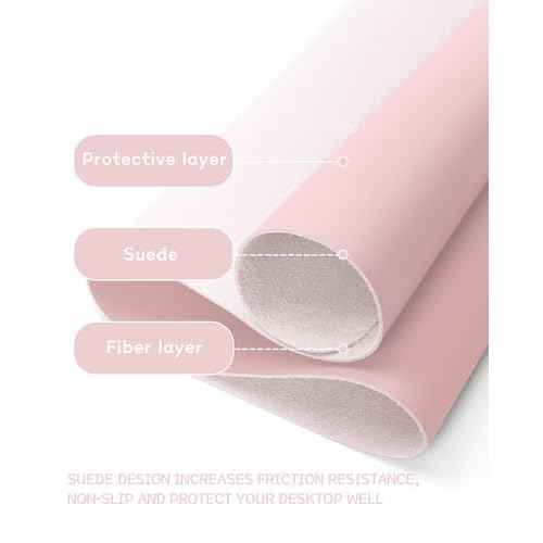 YSAGi Non-Slip Leather Desk Pad, Waterproof Laptop Computer Desk Keyboard Mat, Table Protector Blotter Mat, Large Mouse Pad for Office/Work/Home/Decor(Pink, 23.6" x 13.7")