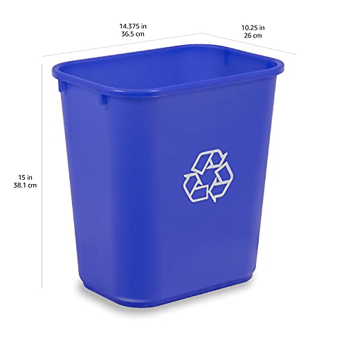 Amazon Basics 7 Gallon Rectangular Recycling Wastebasket, Pack of 2, Blue