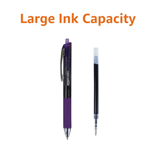 Amazon Basics Assorted Fine Point Gel Pens 0.7mm Retractable 12-Pack