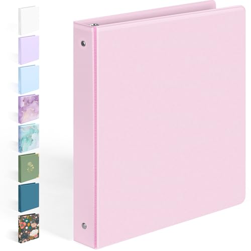Sooez Pink 1 Inch Clear View Binder - Eco-Friendly 3 Ring Document Organizer