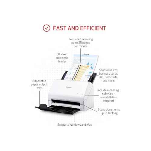 Canon imageFORMULA R30 - Office Document Scanner, Auto Document Feeder, Duplex Scanning, Plug-and-Scan Capability, No Software Installation Required