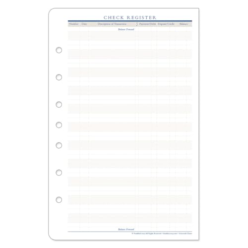 FranklinCovey Classic Check Register for Planners - 50 Pages