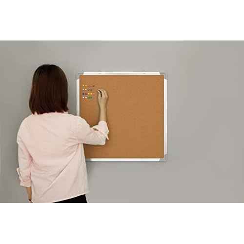 Cork Board Set - Bulletin Corkboard 24 x 24 inch Framed with 10 Thumb Tacks - Wall Hanging Message Memo Pin Tackboard Organizer for Home, Office, Desk and Cubicle (Cork 24x24)