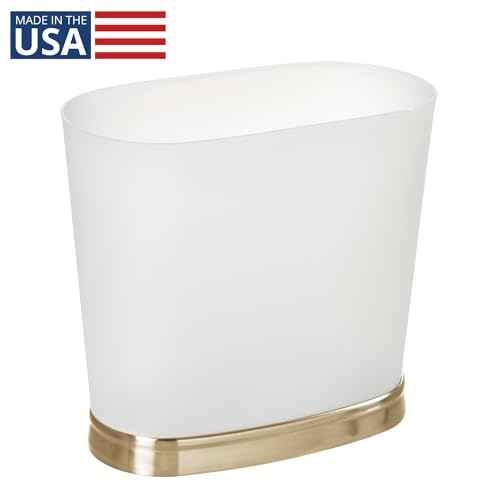 InterDesign iDesign Small Oval Bathroom Trash Frost/Soft Brass Waste can