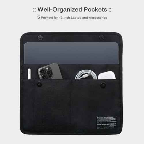 Rough Enough 13 14 Inch Laptop Sleeve Case Bag with Accessory Pocket for Notebook Computer Slim Black Cordura