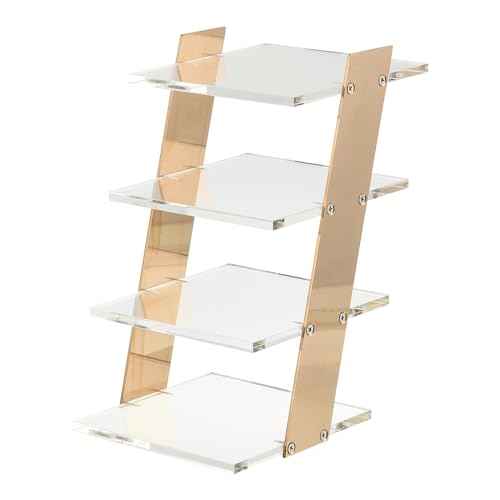 uxcell Sunglasses Display Stand, 1Pcs - Transparent Acrylic Sunglass Rack, 4-tier Glasses Stand, Eyewear Rack for Optical Shop Home Shopping Mall (Gold)
