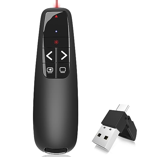 Wireless Presentation Clicker Remote for PowerPoint with Red Laser Pointer