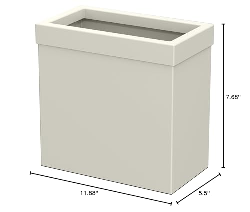 Gatco Modern Rectangle Wastebasket, Matte Pearl - Stainless Steel Trash Can with Removable Lid, Leakproof, 3 Gallon Capacity for Bathroom, Bedroom, Kitchen, or Office